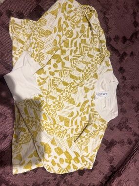 Anthropologie Sweatshirt Cropped Yellow Patterned - Small